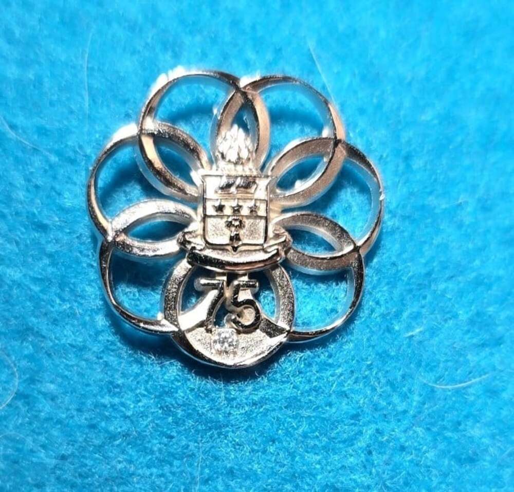 Vintage Alpha Chi Omega 75 Year Member  Fraternal Sorority Silver Electroplate